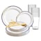 Smarty Had A Party White with Blue and Gold Harmony Rim Plastic Wedding Value Set, 720PK 600VS120 - alternate 1